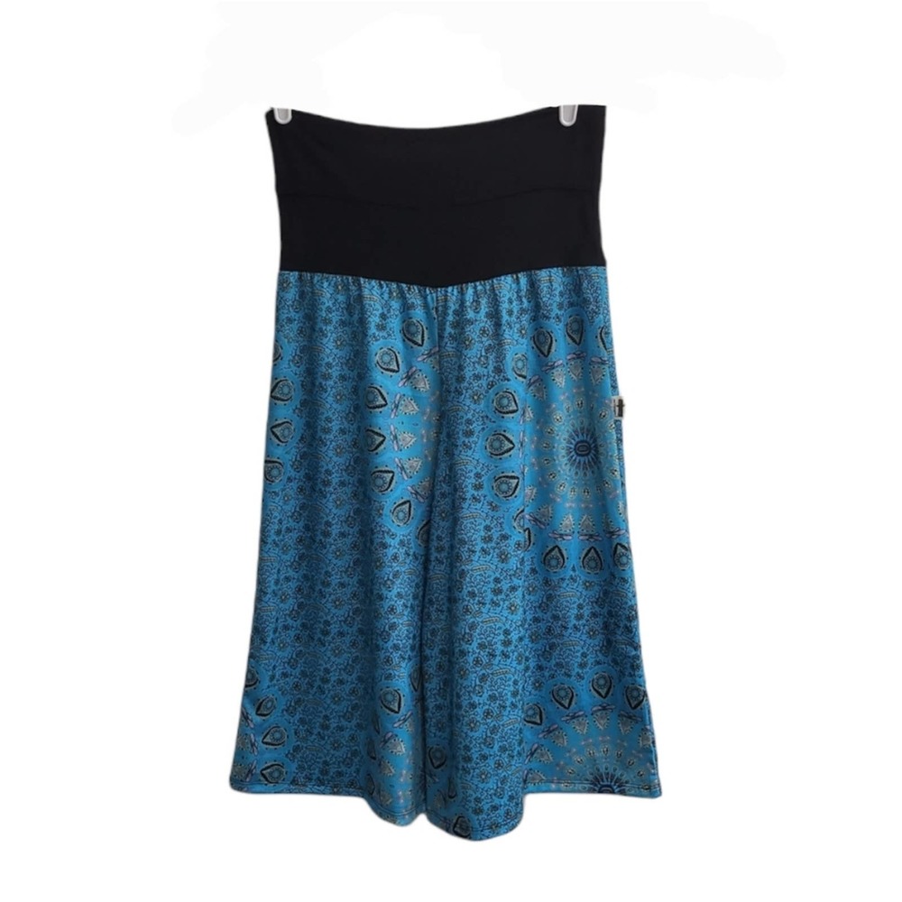 NWT The Outpost Sunshine Culottes Thistle Sprig Aqua Wide-leg Black Turquoise